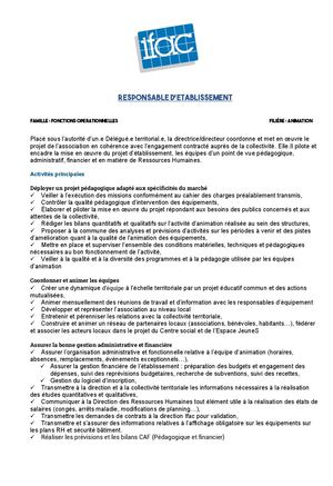 Responsable D'établissement F H - CDI - Suresnes