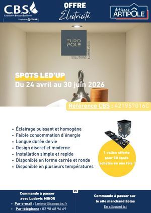 Offre électricité Spots Led'up Europole avril 2026