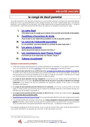 Le congé de deuil parental - SFA