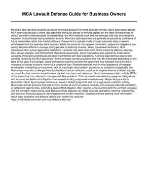 Mca Lawsuit Defense Guide For Business Owners