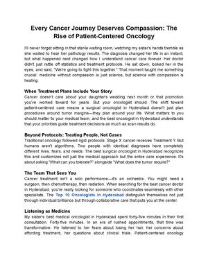 Every Cancer Journey Deserves Compassion The Rise Of Patient Centered Oncology (18 05)