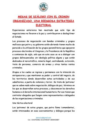 Mesas De Diálogo Con El Crimen
