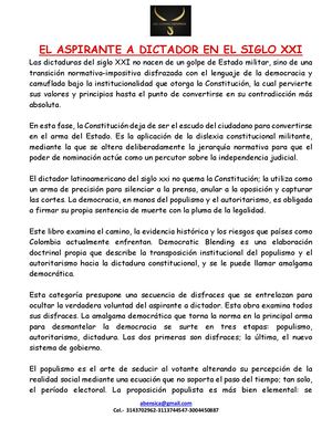 El Aspirante A Dictador En El Siglo Xxi