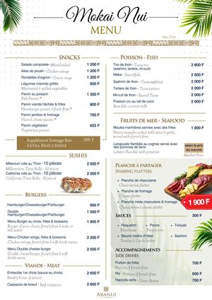 Mokai Nui Menu 2026