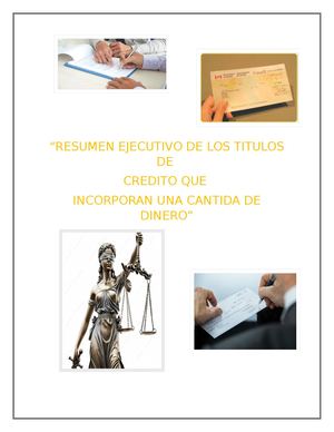 Resumen Ejecutivo De Los Titulos De Credito Que Incorporan Una Cantida De Dinero
