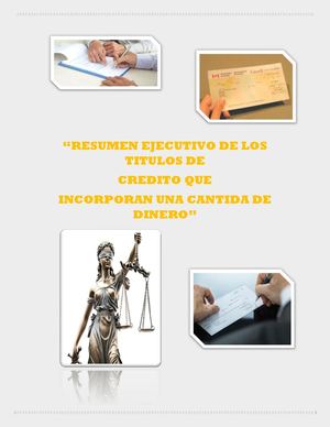 Resumen Ejecutivo De Los Titulos De Credito Que Incorporan Una Cantida De Dinero