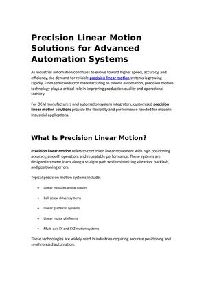 Precision Linear Motion Solutions