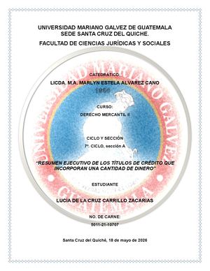 “Resumen Ejecutivo De Los Títulos De Crédito Que
