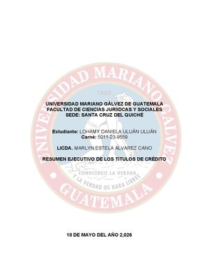Resumen Ejecutivo De Los Titulos De Crédito