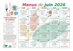 Menus juin écoles