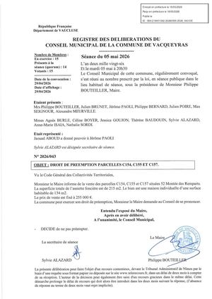2026 043 Droit De Préemptiion Parcelles C154, C155 Et C157 Tampon
