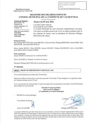2026 044 Droit De Préemption Parcelle C169 Tampon