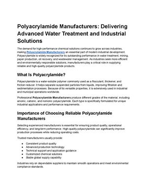 Polyacrylamide Manufacturers