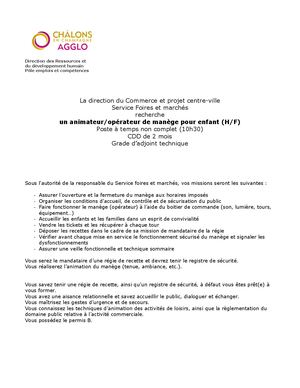 Opérateur De Manège à Temps Non Complet