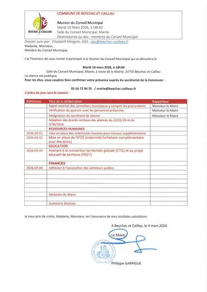 Convocation 10 Mars 2026