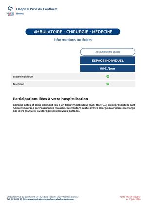 Informations tarifaires en ambulatoire - 2026