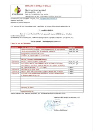 Convocation 27 Mars 2026