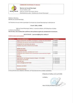 Convocation 25 avril 2026