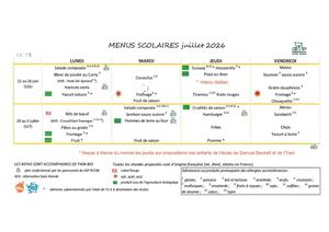 Menus Juin -Juillet 2026