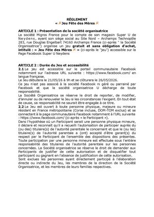 Règlement Jeu Fdm Neydens