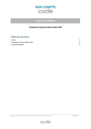 GU MCC Contacter Le Service Clients Codir CDO