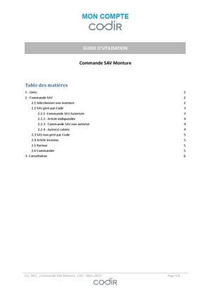 GU MCC Commande SAV Monture CDO