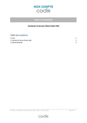 GU MCC Contacter Le Service Clients Codir CDA