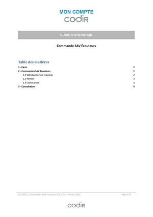 GU MCC Commandes SAV Ecouteurs CDA