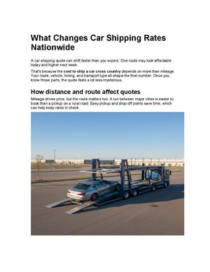 What Changes Car Shipping Rates Nationwide