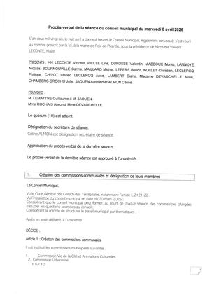Pv De La Séance Du Cm Du 08042026