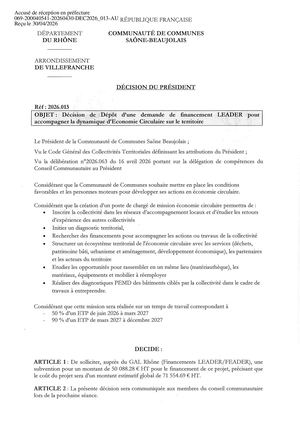 DEC2026 013 TPN Décision Du Président Dépôt Dossier LEADER