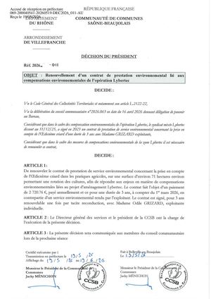 DEC2026 011 TPN- Renouvellement D'un Contrat De Prestation Environnementale .