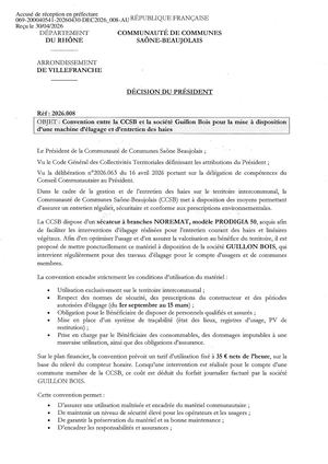 DEC2026 008 TPN Décision Du Président Convention CCSB - Guillon Bois