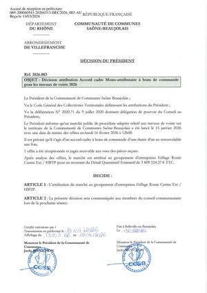 DEC2026 003 TP Décision Président Attribution Marché Voirie CCSB