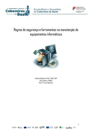 Regras de segurança e ferramentas na manutenção de equipamentos informáticos