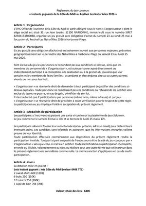 Règlement Jeu Concours Natur'ailes 2026