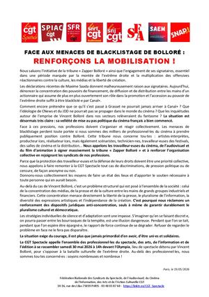 20260519 Cp Cgtspectacle Blacklistage De Bolloré