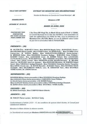 DELIBERATIONS CM DU MARDI 28 AVRIL 2026 POUR PUBLICATION