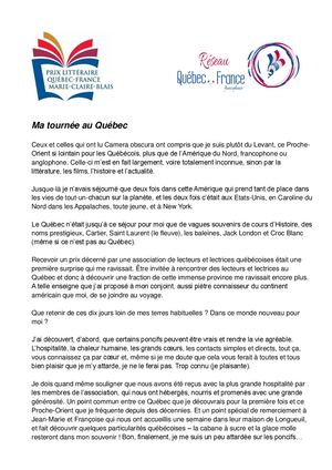 Ma Tournée Au Québec - Gwenaëlle Lenoir