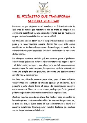 El Milímetro Que Transforma Nuestra Realidad