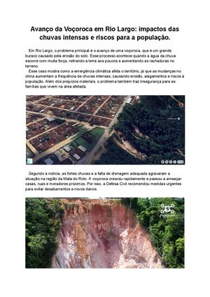 Avanço da Voçoroca em Rio Largo: impactos das chuvas intensas e riscos para a população