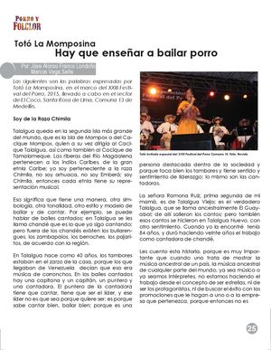 Revista Porro Y Folclor Homenaje A Toto La Momposina