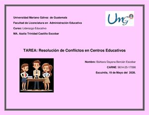 Liderazgo Resolución De Conflictos En Centros Educativos I