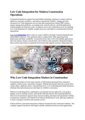 Low Code Integration For Modern Construction Operations