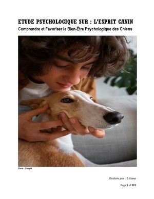Etude Psychologique Sur L'esprit Canin
