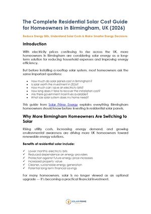 The Complete Residential Solar Cost Guide for Birmingham Homeowners in 2026