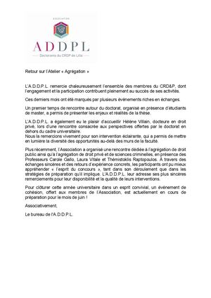 Atelier Agrégation