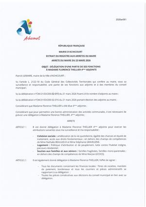 2026ar061 Délégations à F Thellier