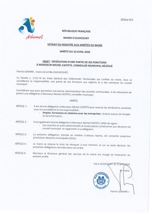 2026ar101 Délégations à M Castets