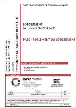 44216 Projet De Reglement Lotissement Le Petit Pont